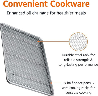 Amazon Basics Ceramic Nonstick Baking Sheet & Cooling Rack Set, Dishwasher Safe - Image 2