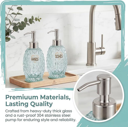 MALACHI Soap Dispenser Set, Crystal-Textured Diamond Glass - Image 2