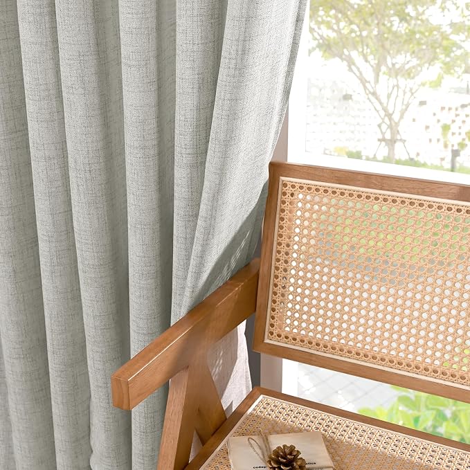 YoungsTex Light Grey Linen Curtains 90 Inch Long - Image 7