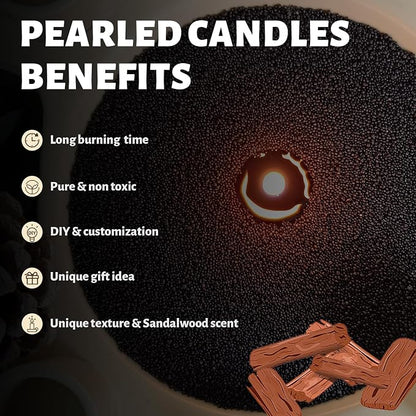 Sandalwood Scented Black Pearled Candle 18oz Luxury Sand Candle Granulated Wax - Image 3