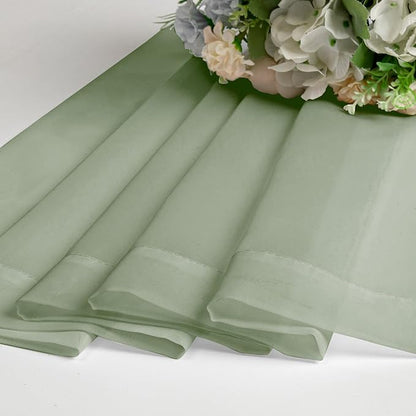 Chyhomenyc Sage Green Sheer Curtains 45 Inch Long 2 Panels, Short Voile Rod - Image 4