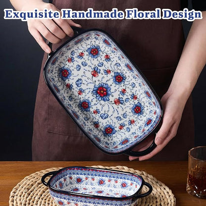 Ceramic Casserole Dishes for Oven, Hand-painted Polish Pottery Baking Dish Set - Image 2