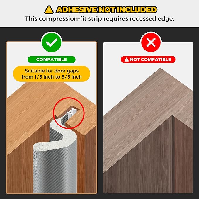 Weather Stripping Door Seal Strip Soundproof Q Foam Tape, Exterior Door Insulation Strip for Large Gap, Easy to Install(Grey, 40FT)