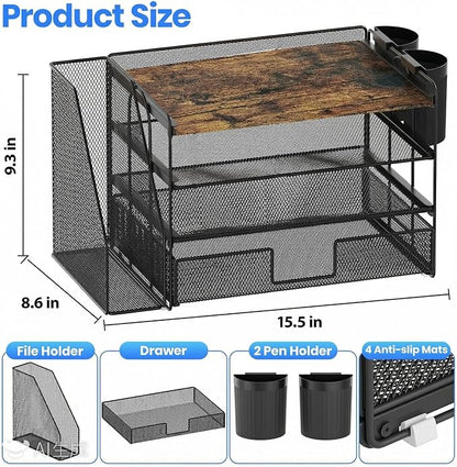 OPNICE Wood Desk Organizers and Accessories, 4-Tier Desktop File Organizer - Image 2