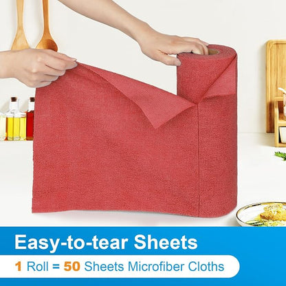 Microfiber Cleaning Cloth, 50 Sheets Shop Towels Commercial Grade Washcloths - Image 3