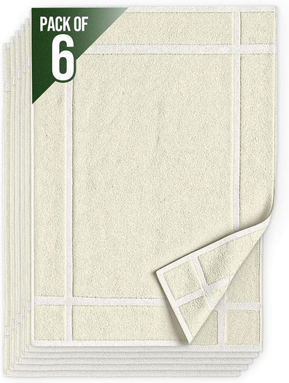 Pearl Linens Pack of 6 100% Cotton Bath Mat 20x30 inches, Soft & Absorbent by PearlLinens