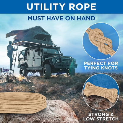 TECEUM Cotton Rope 3/16” – 100 FT – Strong All-Purpose Braided Rope – Natural - Image 6