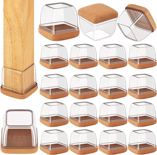 16 Pcs Chair Leg Floor Protectors Square, Silicone Chair Leg Protectors by Jeaoouu