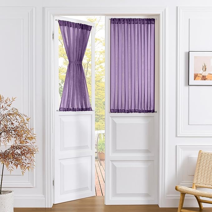 Tollpiz Sheer Door Curtains Closet Linen Textured Curtain Sheers Doorway Light by Tollpiz