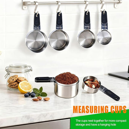 Magnetic Handles 7 Piece Stainless Steel Measuring Cups, Kitchen Gadgets - Image 2