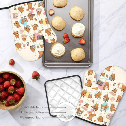 Capybara Gifts for Women, Funny Capybara Oven Mitt & Pot Holder Set, Heat - Image 9