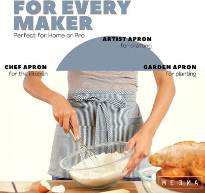MEEMA Chef Waist Apron Cotton Fabric |Washable & Breathable Waitress & Server - Image 3