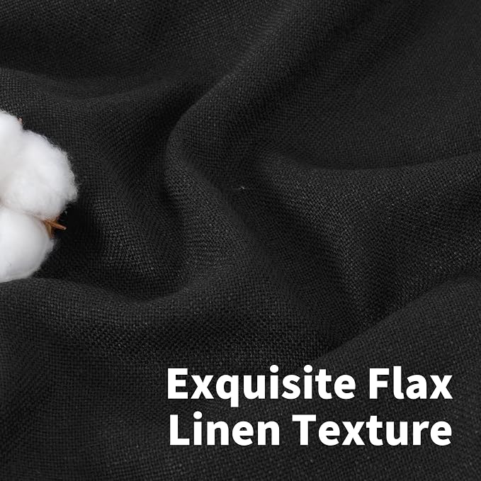 YoungsTex Black Linen Curtains 63 inch Length 2 Panels - Image 3