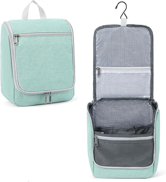 Della Gao Hanging Toiletry Bag for Men and Women, Portable Travel Makeup Bag Cosmetic Bag Toiletries Organizer, Bathroom Bag, Water Resistant Nylon - Green