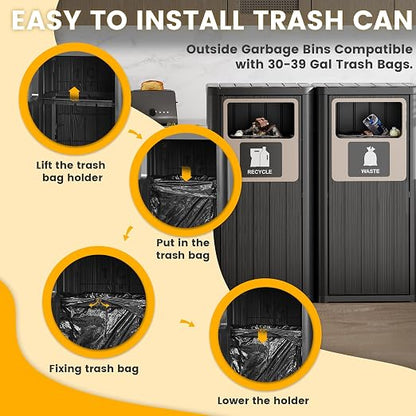 Outdoor Trash Can, Waterproof Resin Garbage Can Indoor and Outdoor Use - Image 5