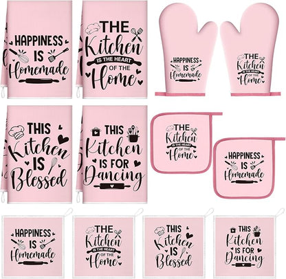 Bencailor 12 Pcs Farmhouse Kitchen Decorations Sets 8 Pink Black Kitchen Dish by Bencailor