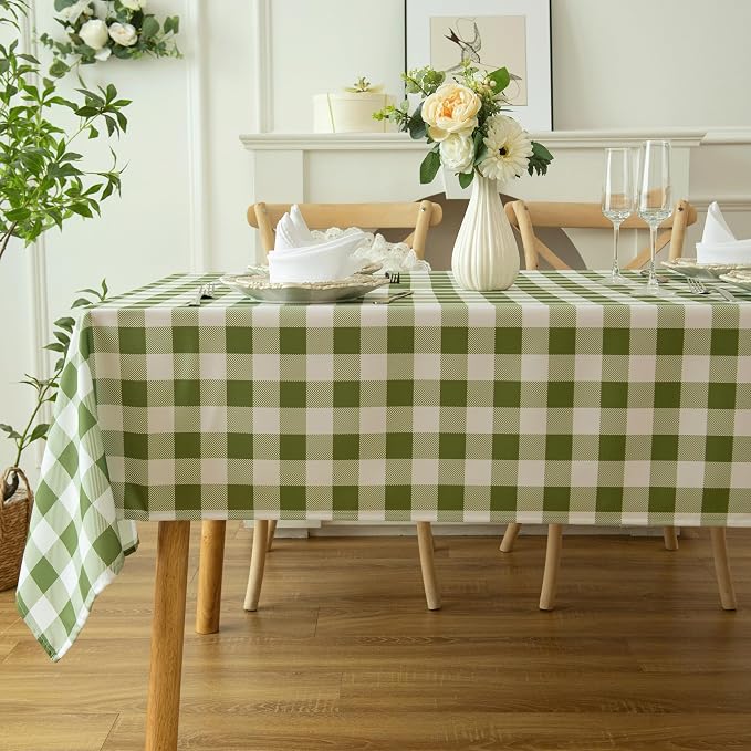 Classic Gingham Buffalo Tablecloth Fabric by Essifunia