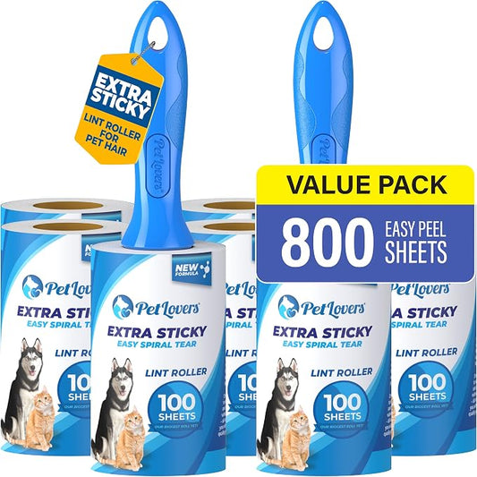 PetLovers Extra Sticky Lint Roller Ultimate Value Set 800 Sheets by PetLovers