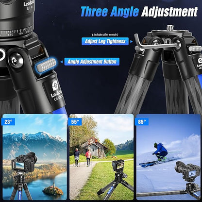 71" Carbon Fiber Travel Tripod with 360° Ball Head Set, 4 Leg Sections Lightweight Tripod with Center Column for DSLR Camera, Quick Release Plate, Max Load 15kg/33.07lb