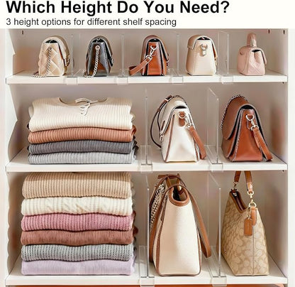 Shelf Dividers Purse Organizer for Closet: 6-inch Tall Acrylic Handbag Organizer - Image 8