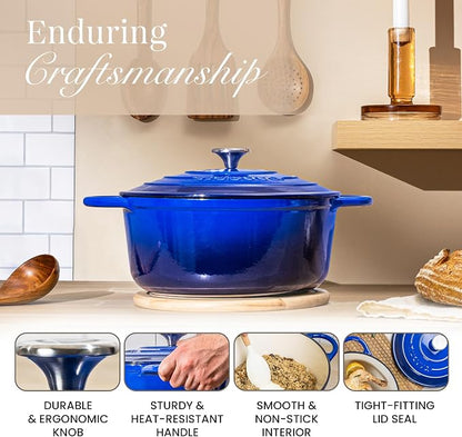 Cast Iron Dutch Oven with Lid – Non-Stick Ovenproof Enamelled Casserole Pot – - Image 7