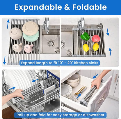 Roll Up Dish Drying Rack, Adjustable Over Sink Dish Drying Rack - Image 3