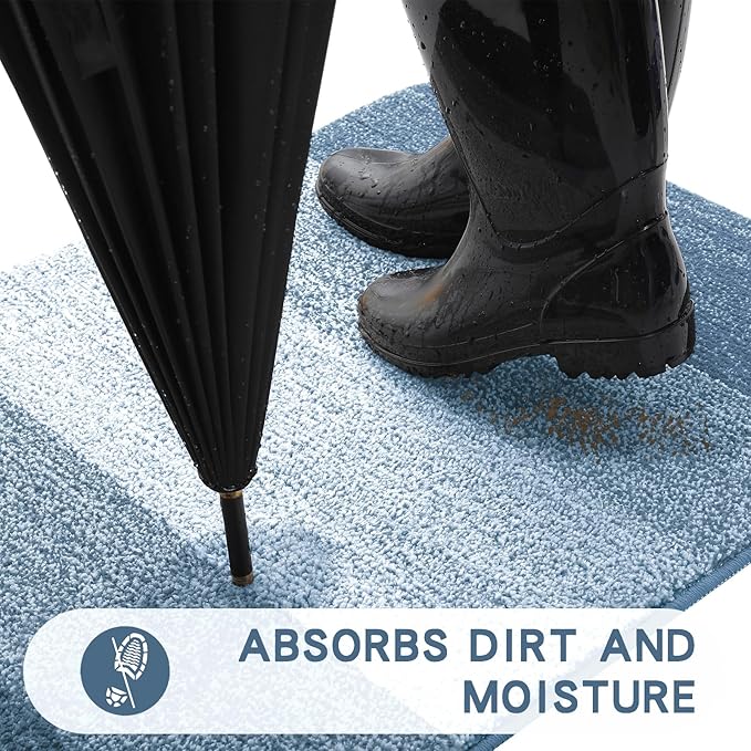 Kitinjoy Indoor Outdoor Door Mat, 59x36 Non-Slip Absorbent Dirt Trapper - Image 2