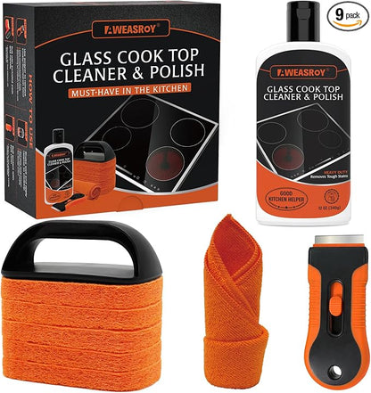 Glass Stove Top Cleaner Kit 12 oz, Cooktop Cleaner and Polish Non-Abrasive No by AWEASROY