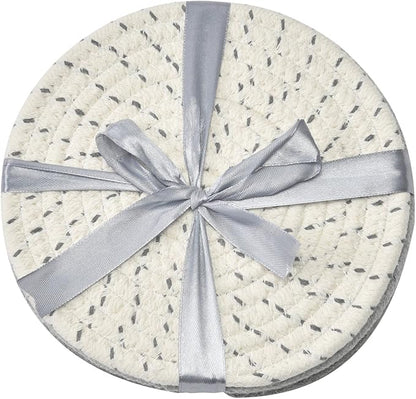 Potholders Set Trivets Set 100% Pure Cotton Thread Weave Hot Pot Holders Set - Image 5