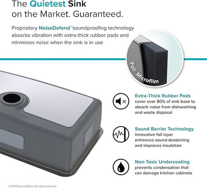 KRAUS Dex 17-Inch Undermount Single Bowl TRU16 Gauge Stainless Steel Kitchen Bar Sink with DrainAssure WaterWay and VersiDrain Assembly in Radiant Pearl Finish, KD1US17B