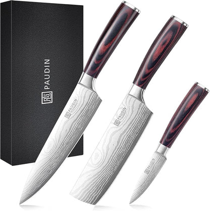 PAUDIN Kitchen Knife Set, 3 Piece High Carbon Stainless Steel Professional Chef by PAUDIN