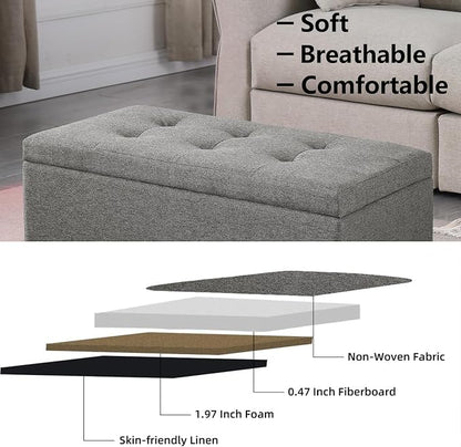 Storage Ottoman Bench with 2.56-inch Thick Seat, 31.5 inch Nesting Ottoman Set - Image 5