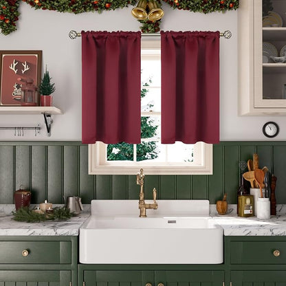 BGment Burgundy Blackout Curtains 36 Inches Long - Image 2