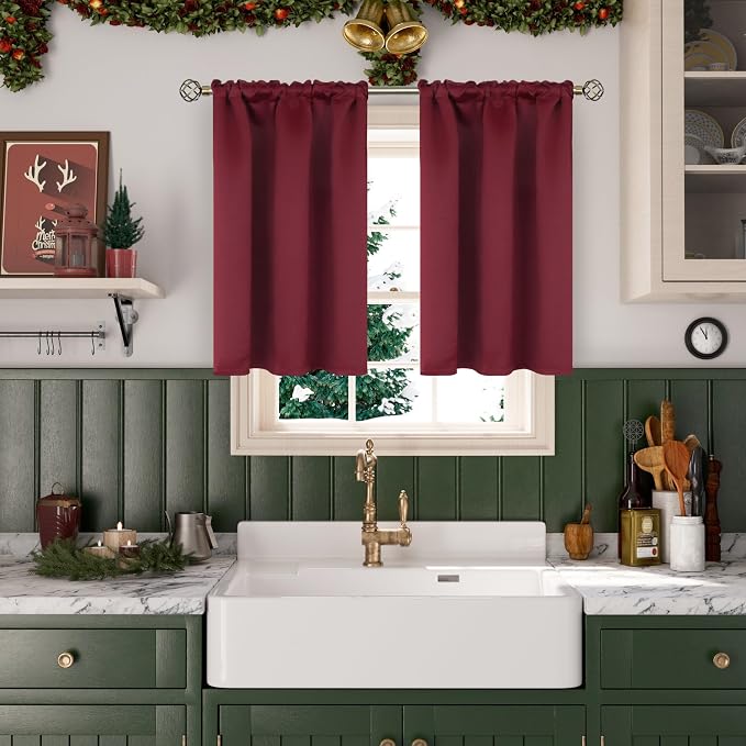 BGment Short Burgundy Blackout Curtains 45 Inches Length - Image 5