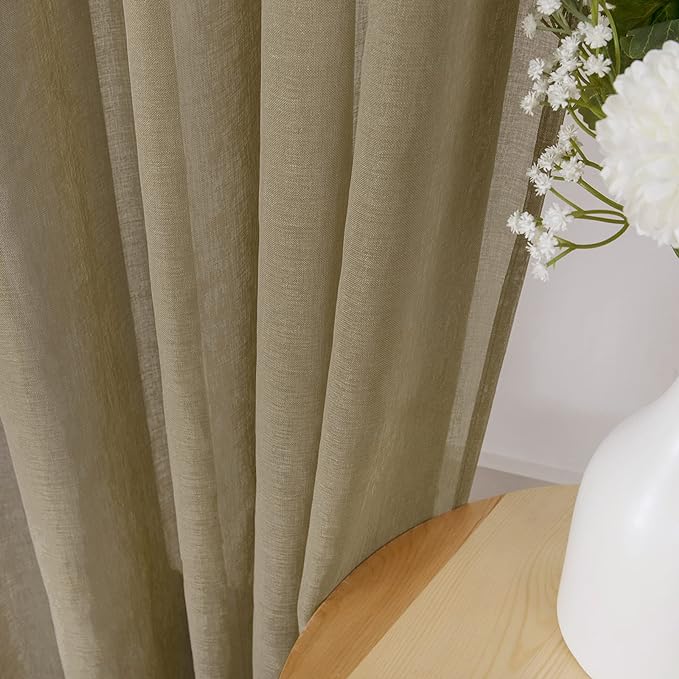 Tollpiz Sheer Curtains Living Room Linen Textured Curtain Sheers Light - Image 3