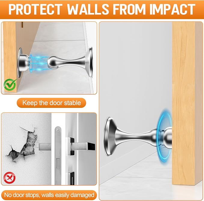 Crosize Magnetic Door Stoppers 2 Pack, Stainless Steel Door Catch - Image 4