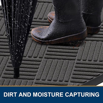 Smiry Front Door Mat Outside Entrance, Heavy Duty Outdoor Indoor Natural Rubber - Image 3