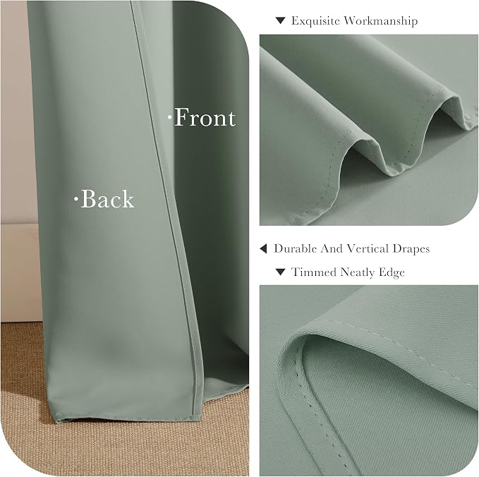PONY DANCE Sage Green Short Blackout Curtains - Image 5