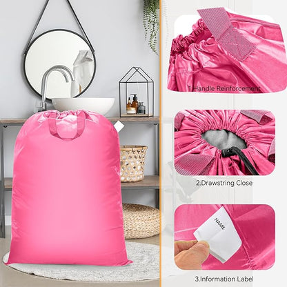 Extra Large Heavy Duty Laundry Bag - 28" x 40", Travel Laundry Bag for Dirty Clothes (Pink)