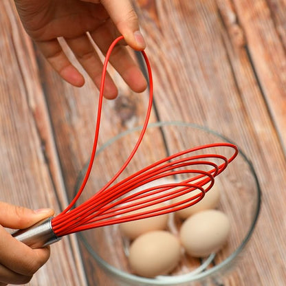 Flat Whisk Set, Stainless Steel 3 Pack 10''+11''+12'' Premium Sturdy-6 Silicone - Image 2
