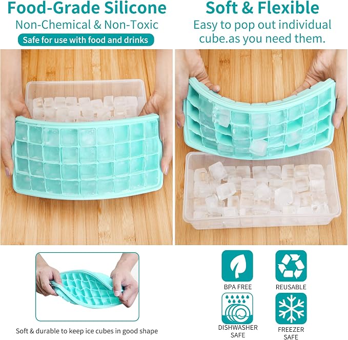Silicone Ice Cube Tray with Leak-Proof Lid & Storage Bin - Image 3
