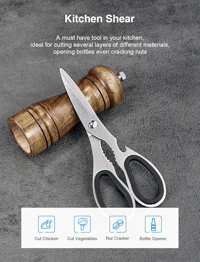 Knife Set, include Steak Knives, Sharpener and Scissors, Ergonomical Design by - Image 5