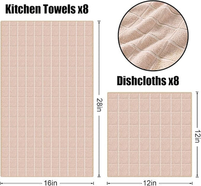Homaxy Microfiber Kitchen Towels and Dishcloths Set, 16 Pack Soft and Absorbent - Image 6