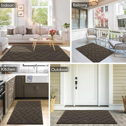 hicorfe Indoor Door Mat, Non Slip Door Mats, Absorbent Resist Dirt Entrance - Image 2