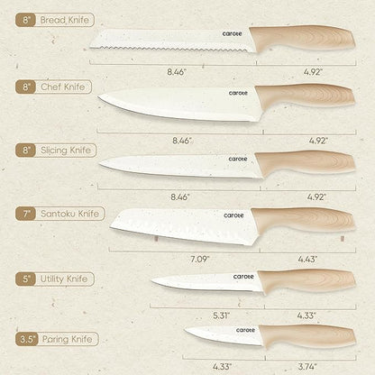 CAROTE 12PCS Knife set with Blade Guards, Granite Nonstick Ceramic Coating - Image 2
