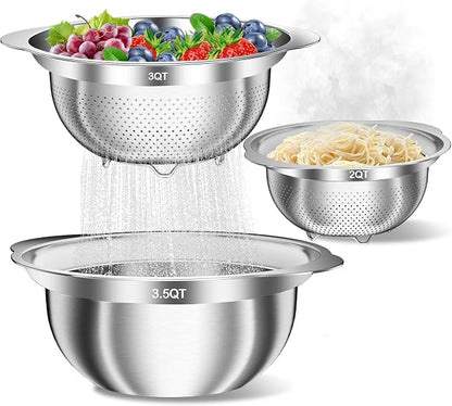 Stainless Steel Colanders with Mixing Bowl by UTTKOJ