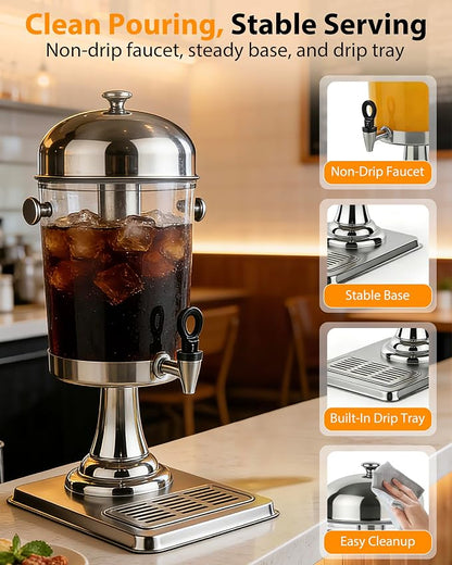 Beverage Dispenser with Stand, 2 Gallon Drink Dispenser - Image 4