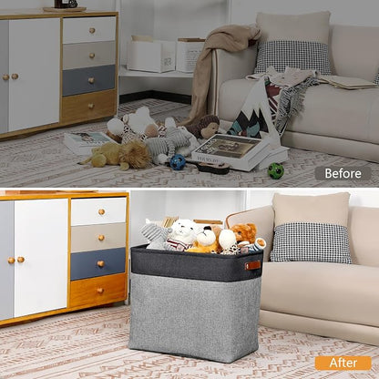 DULLEMELO Grey Storage Baskets for Organizing 3 Pack Fabric Shelf Baskets for - Image 7