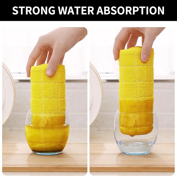 Homaxy 100% Cotton Terry Kitchen Towels, Checkered Designed, Soft and Super - Image 3