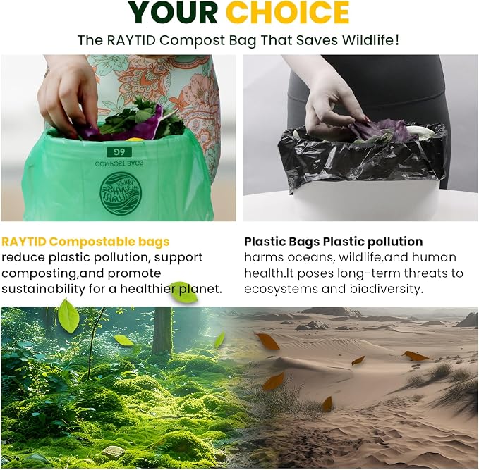 Compostable Bags, 6 Gallon Food Scraps Yard Waste Bags, Fits 5-6-8 Gallon trash - Image 5